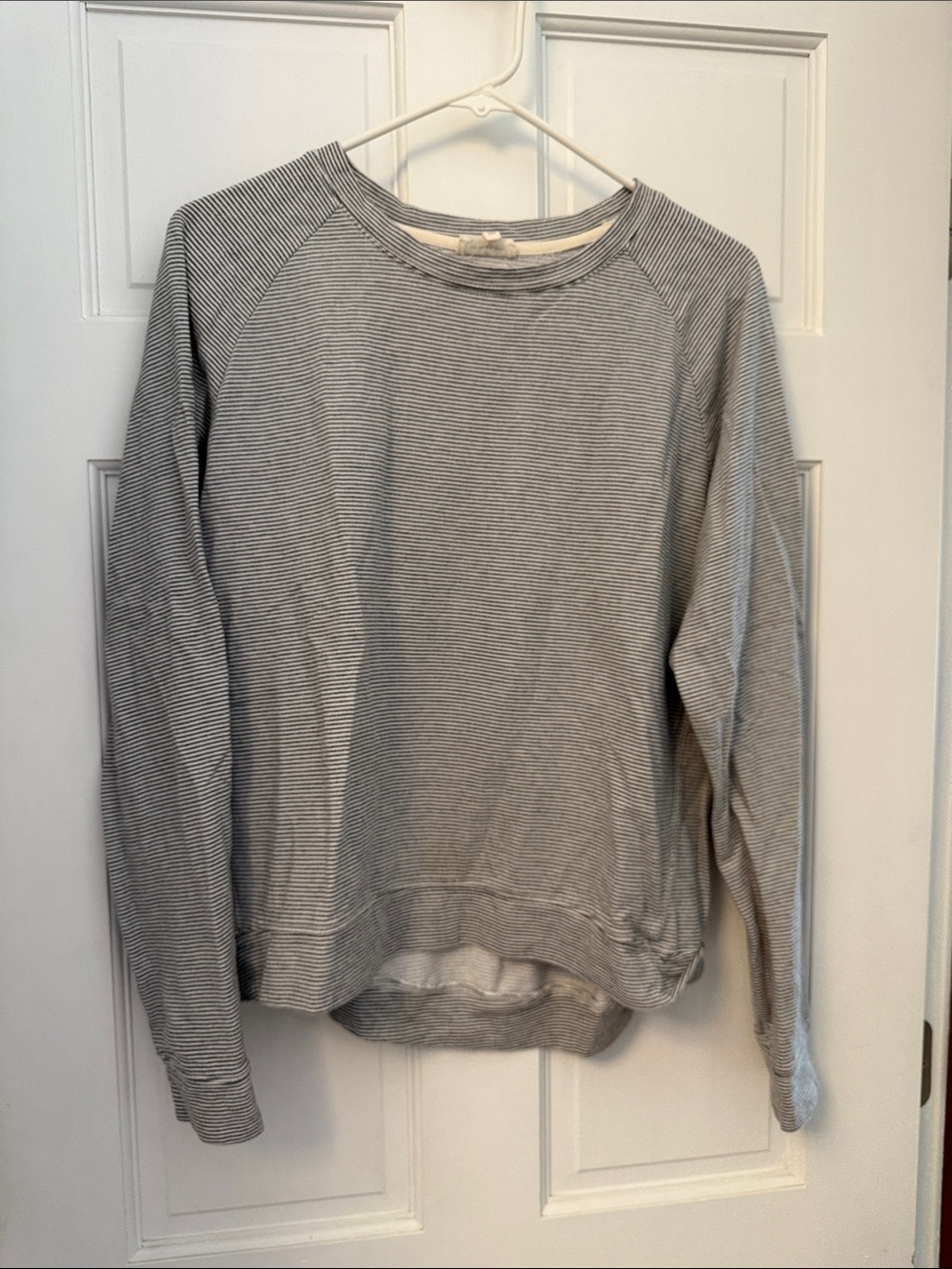 Thread & Supply Light Gray Striped Crewneck Sweater